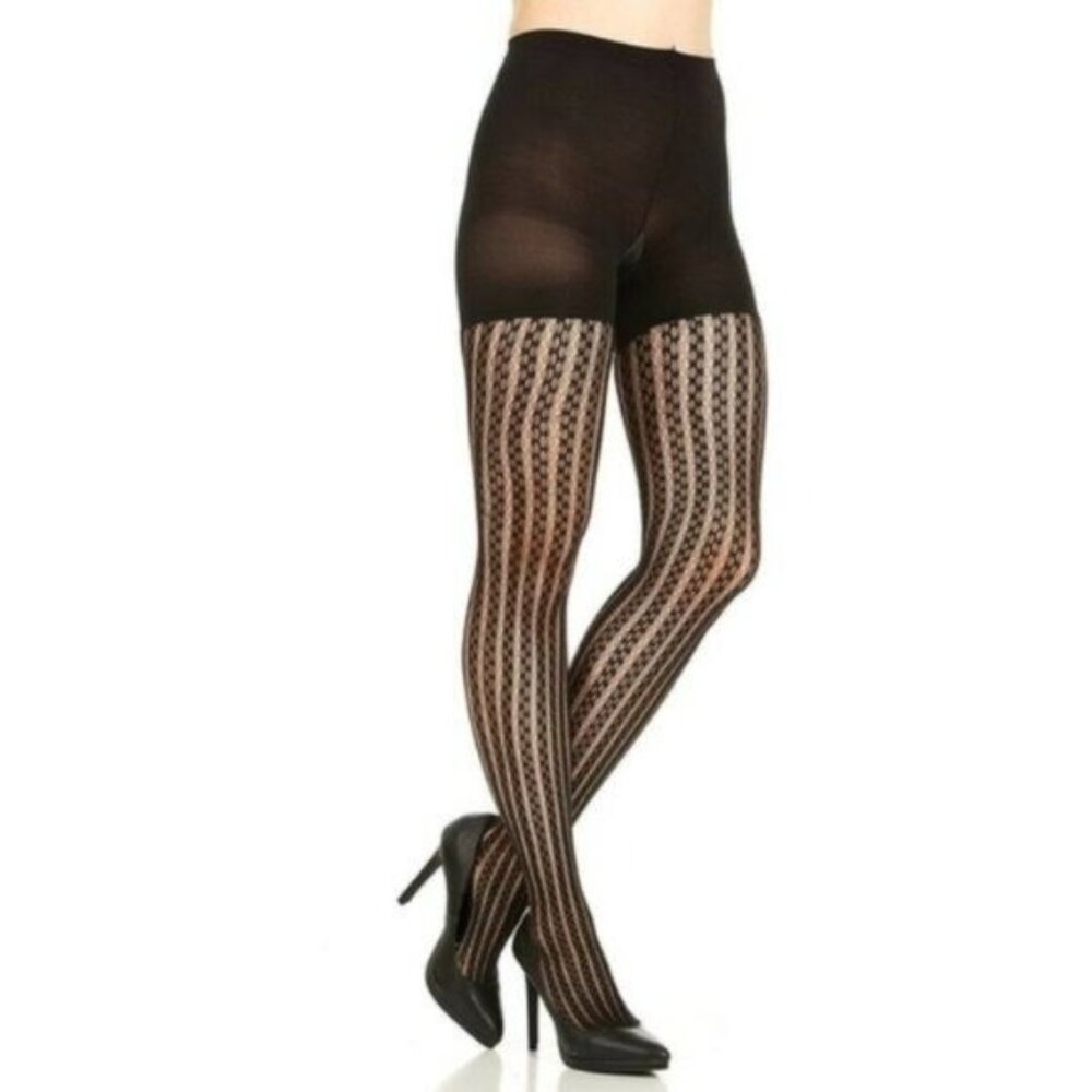 Spanx Shaping Tuxedo Stripe Tights Black Sz B & C